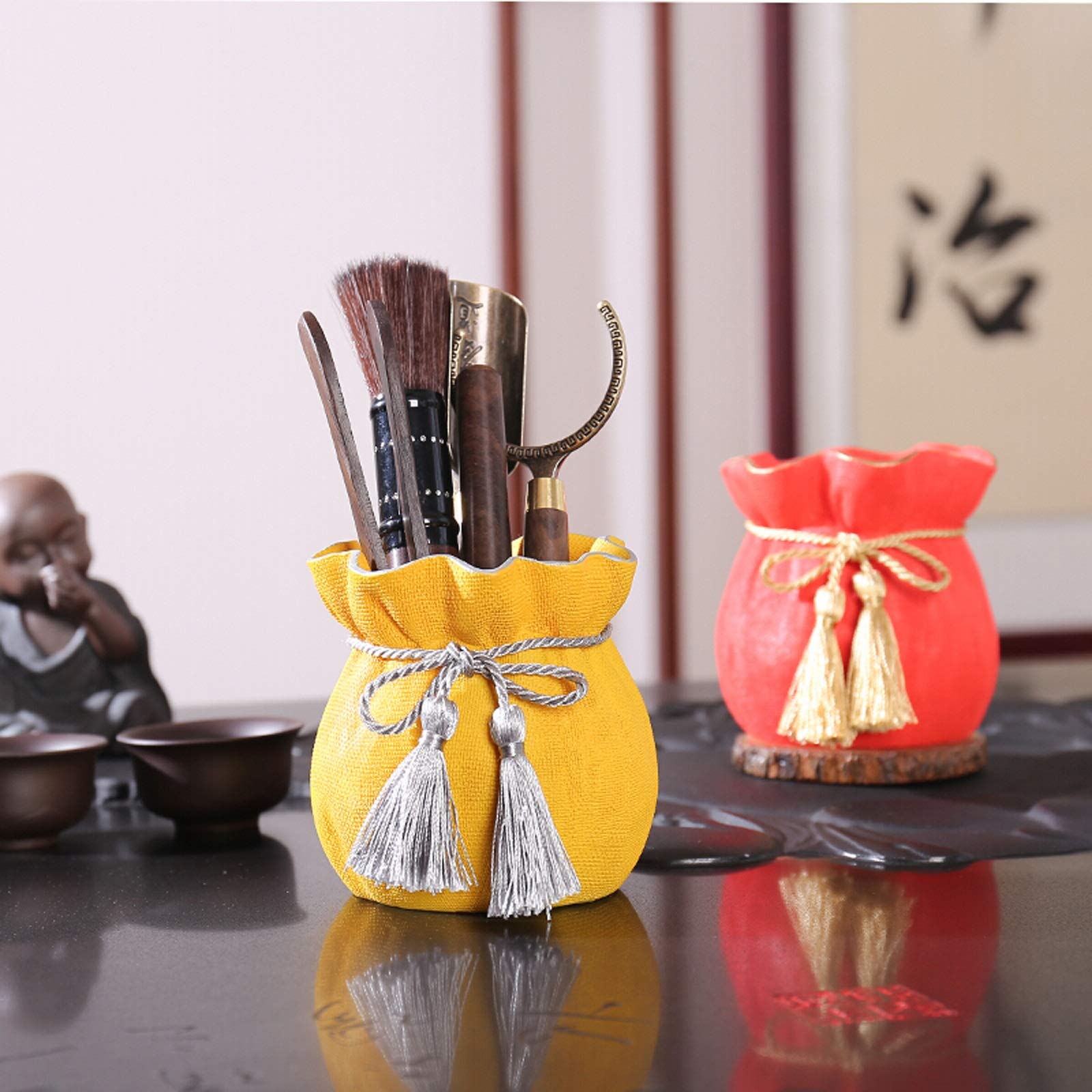 Stifteköcher Stiftbecher Bürostifthalter Einfache Desktopaufbewahrung Chinesischer Stil Bleistifthalter Kreative Möbel, Für Büroschule Stift Bleistift Organizer Stifteköcher Schreibtisch (Color : A)