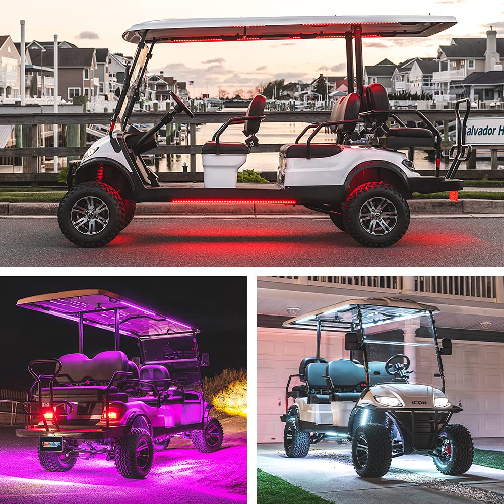 LEDGlow 12pc Million Color LED 6 Seater Limo Golf Cart Underglow Accent