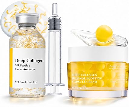 Deep Collagen Duo: Korean Silk Collagen Ampoule & Retinol Capsule Cream