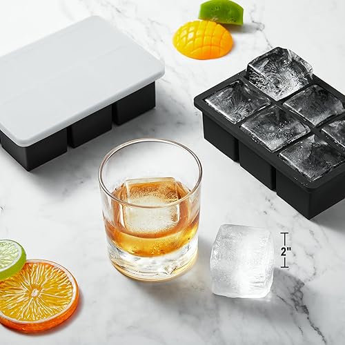 Miniatura 6 de Bandeja grande para cubitos de hielo para tapas, paquete de 3 unidades, máquina de cubitos de hielo cuadrada grande para whisky para cóctel, moldes