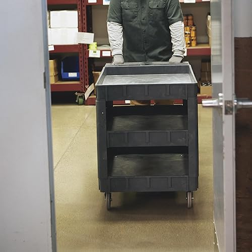 Miniatura 9 de Ironton Carrito utilitario de 3 bandejas de capacidad de 500 libras, carrito de carga de construcción de espuma estructural sin mantenimiento,