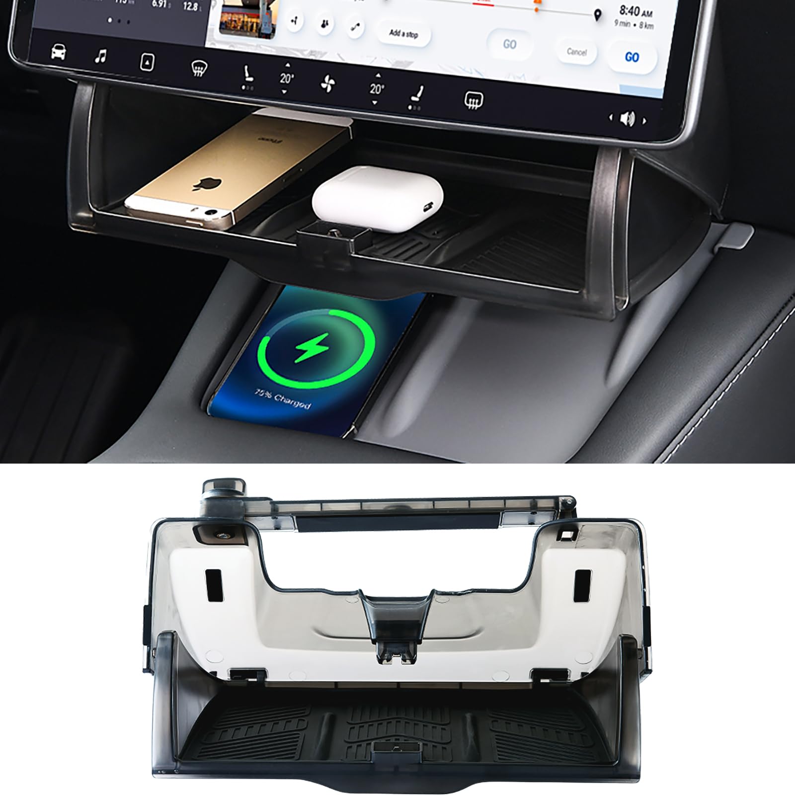 Photo 1 of Tesla Hidden Under Screen Storage Box [One-tap Open & Smooth Damping Slides] Center Console Organizer for Model Y Juniper Model 3 Highland 2026~2016 (Fit New Model Y/3 Standard, Premium & Performance