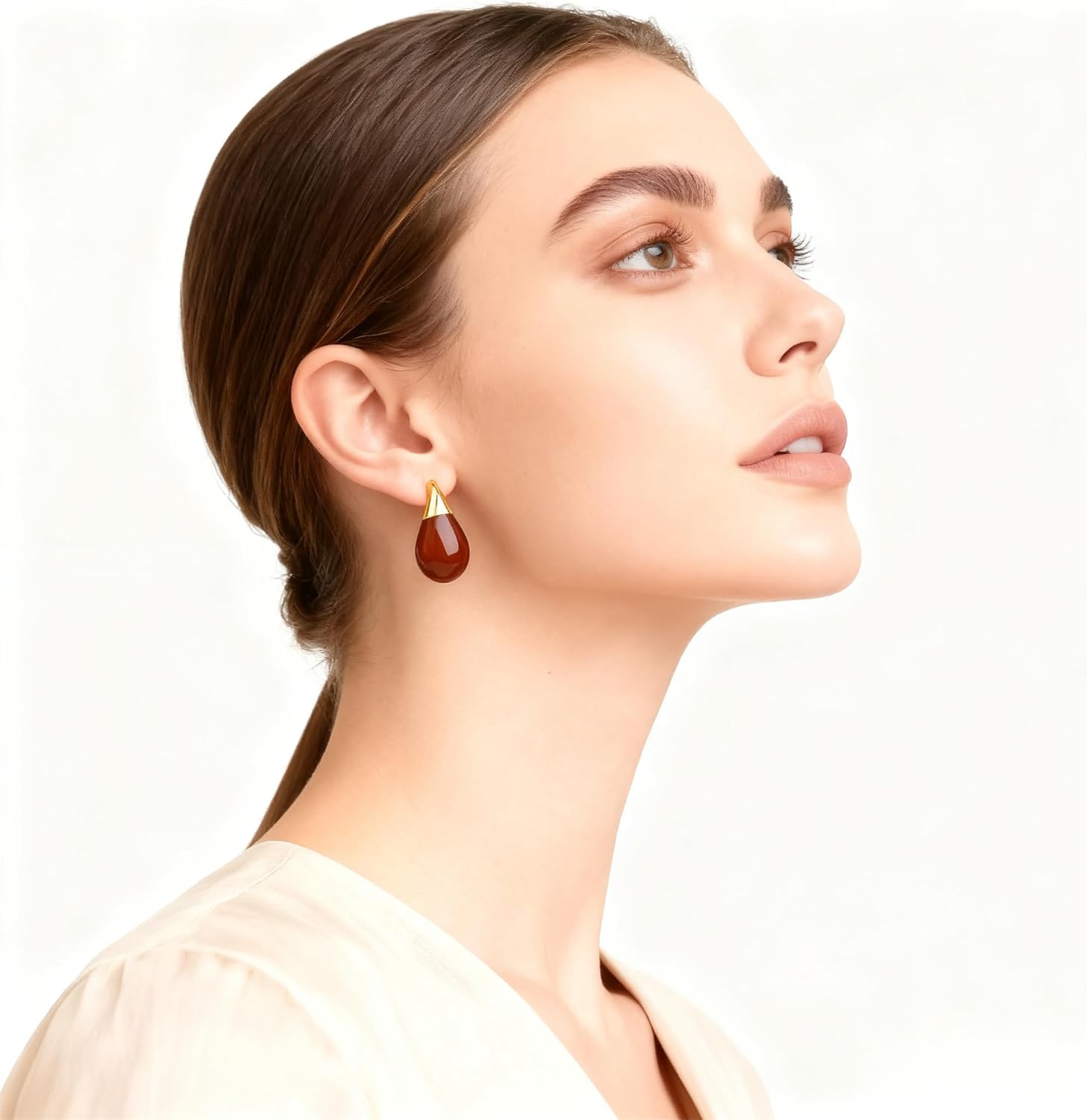 Color Eardrop Stud Earrings, 18K Gold Plated Silver Posts Hypoallergenic Enamel Studs for Women