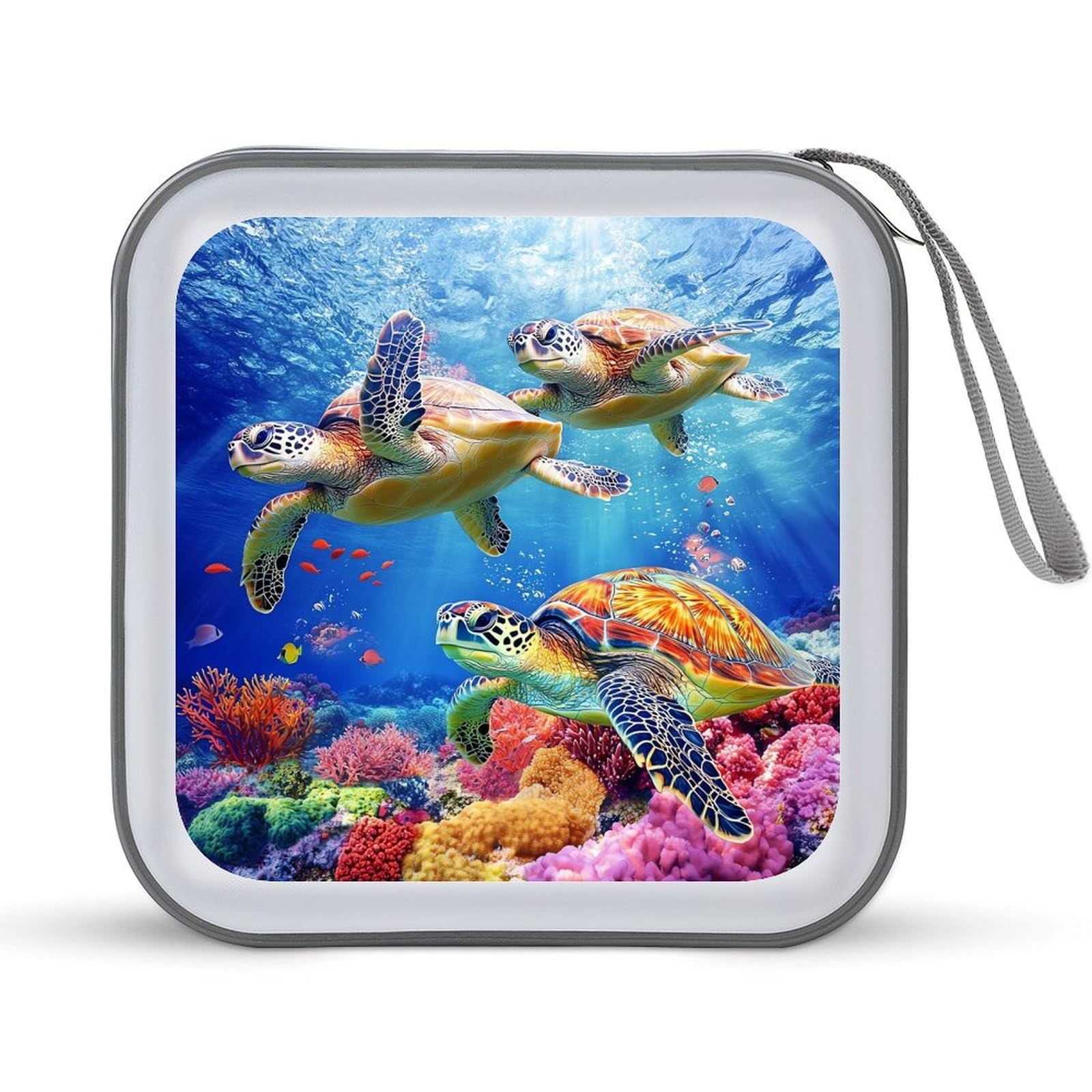 Colorful Sea Turtle CD Case Plastic DVD Case Holder Wallet Disc Storage Organizer for Car Travel