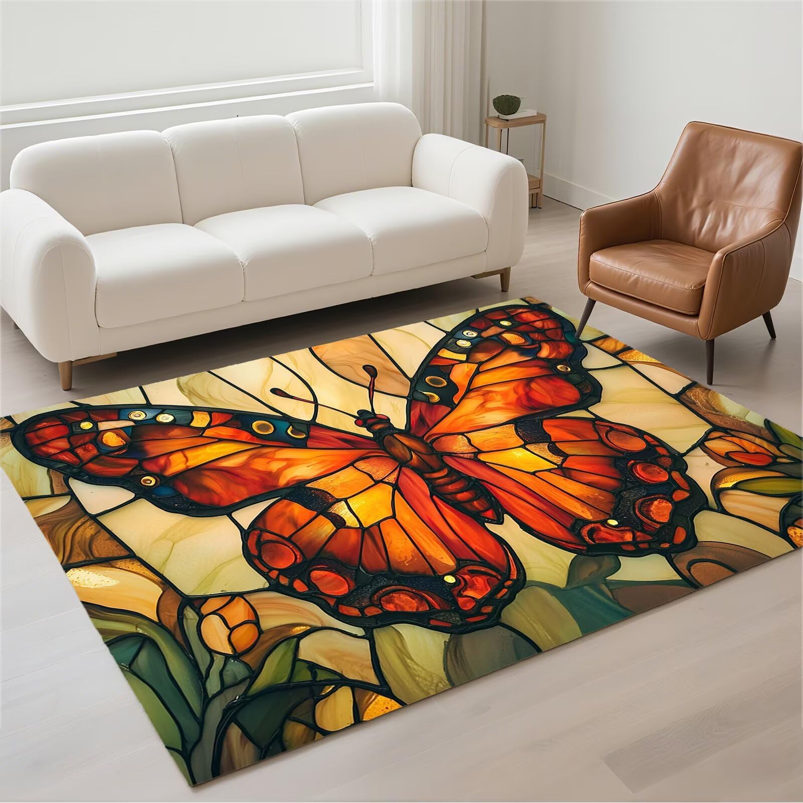 Tapis salon lavable antidérapant résistant aux taches 120x180cm motif animal moderne