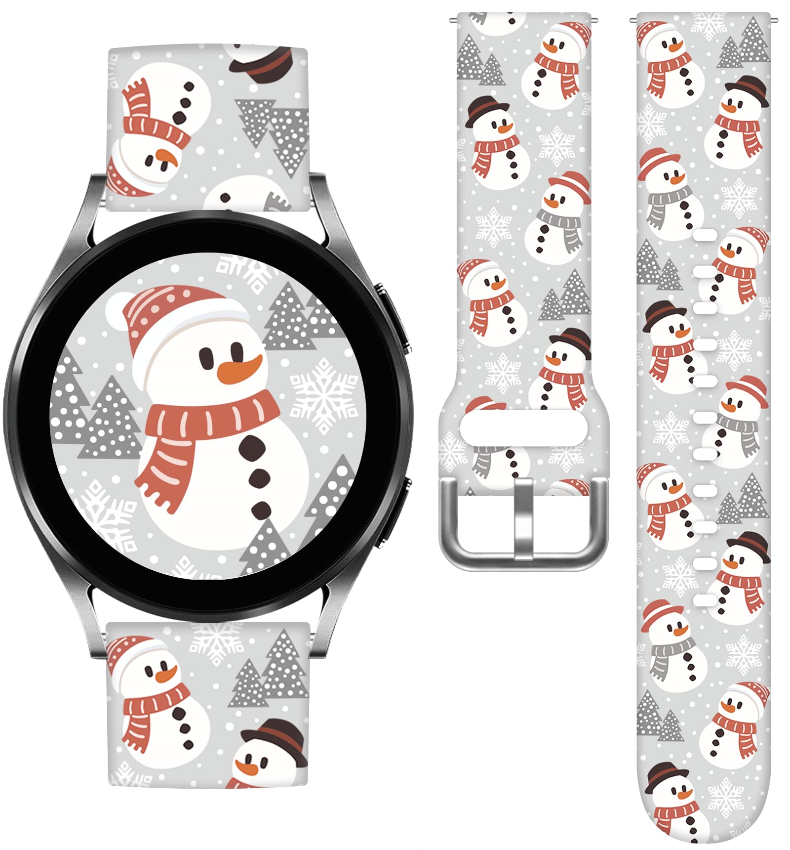 Vieeki Holidays Watch Bands Compatible with Samsung Galaxy Watch 40mm 44mm, 20mm Pattern Replacement Silicone Strap for Galaxy Watch 7 6 5 5Pro 4 4Pro