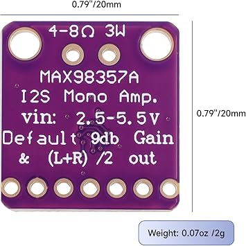 MAX98357 I2S Class D Amplifier Board, Filterless Audio Amplifier Breakout Module for Arduino, Raspberry Pi, ESP32-6PCS