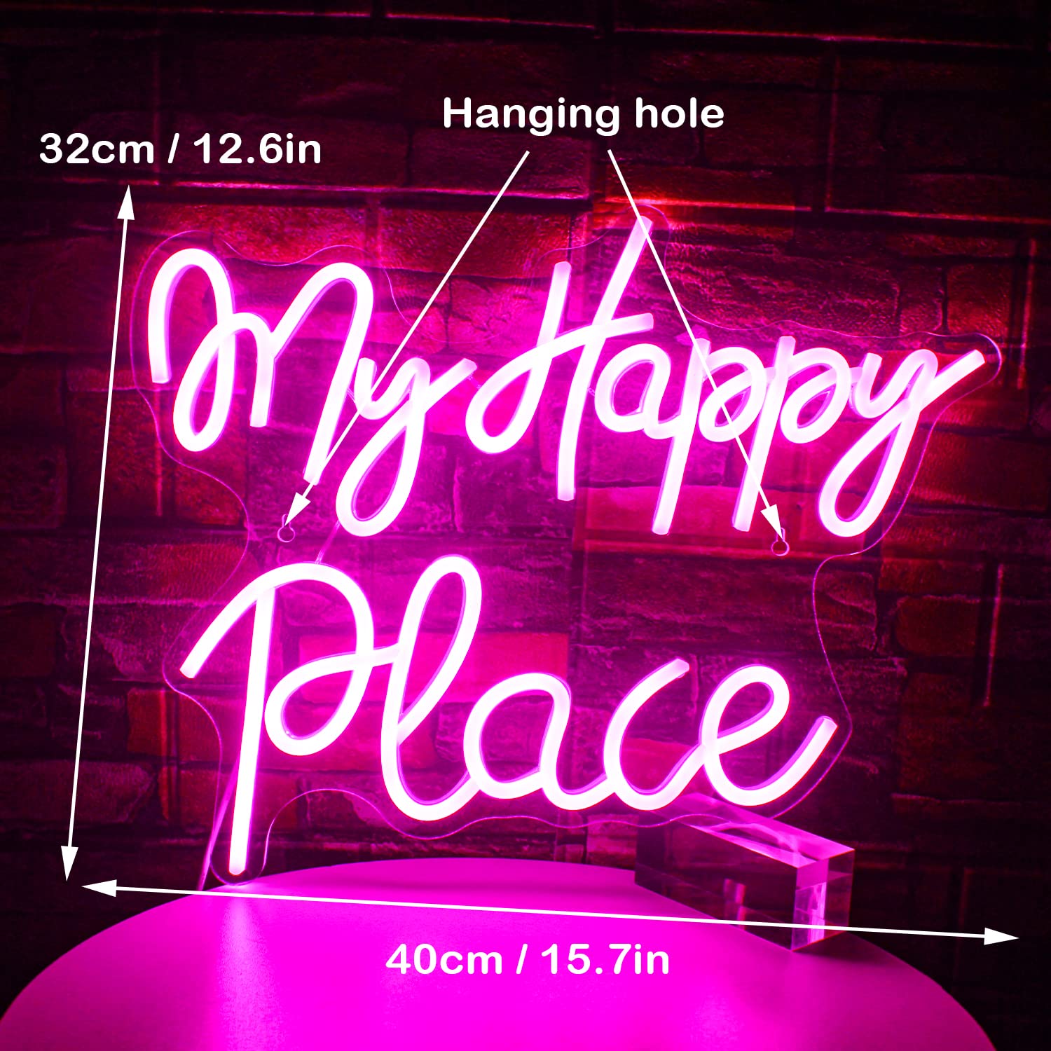 my happy place Le luci al neon a led sono utilizzate per la decorazione della parete, USB luci al neon Grande decorazione acrilica della parete di arte è utilizzata per la decorazione