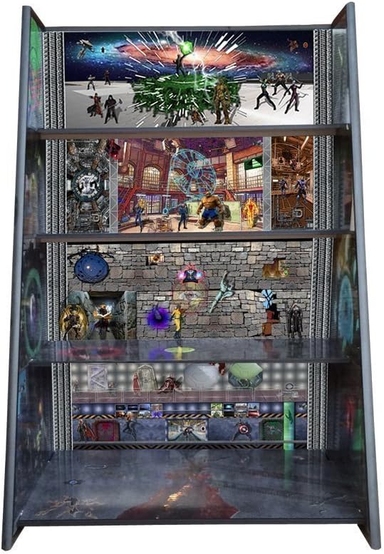 Marvel Play and Display Shelves depicting heroes and villains from all the Marvel comics and movies.