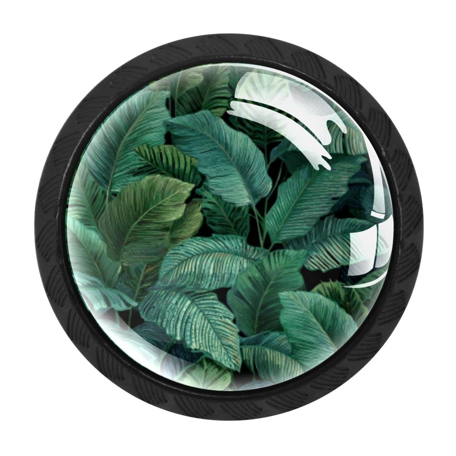 CHENZZZZ 4 Pack Tropical Green Leaves Pattern (2) Kitchen Cabinet Knobs Drawer Knobs Door Dresser Handles for Personalized Gifts Great for Any Occasion