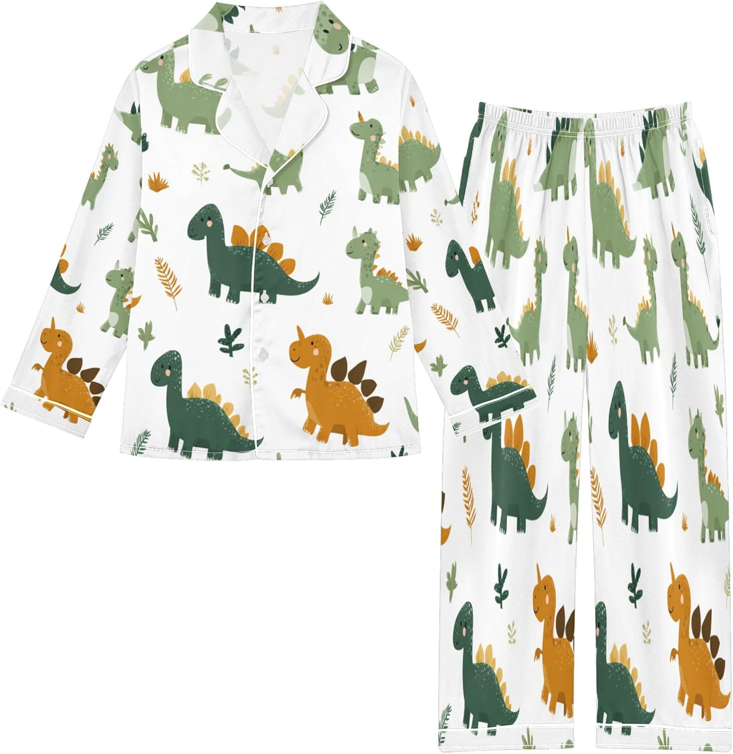 Silk Pajama Sets Long Sleeve Pajamas Soft Sleepwear 2 Piece Pjs Set