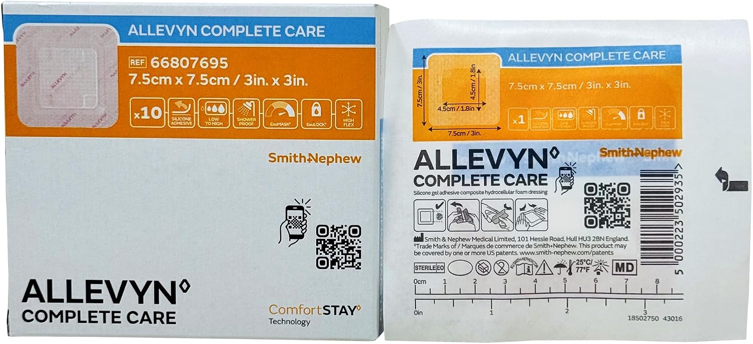 Silicone Dressing 3" x 3" - Allevyn Complete Care - Box of 10 Dressings