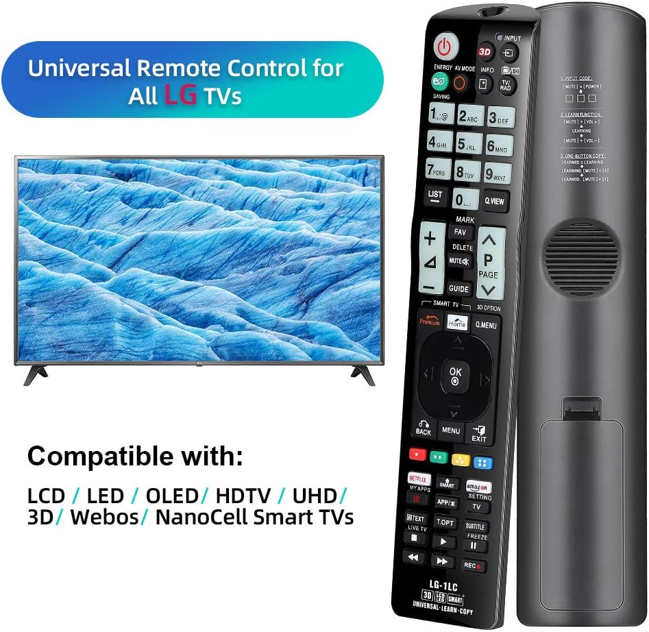 Gvirtue Universal Remote Control LG-1LC Compatible Replacement for LG TV/ 3DTV/ HD/Smart/LCD/LED/Netflix/Amazon AKB74915304 AKB74475401 AKB72915239 AKB72915238