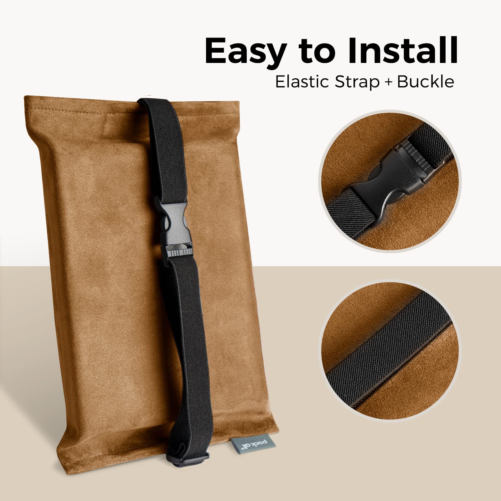 pack all Car Tissue Holder Premium Microsuede Sun Visor Napkin Dispenser Wipes Case for Backseat Vehicle Accessories Mocha — view 4