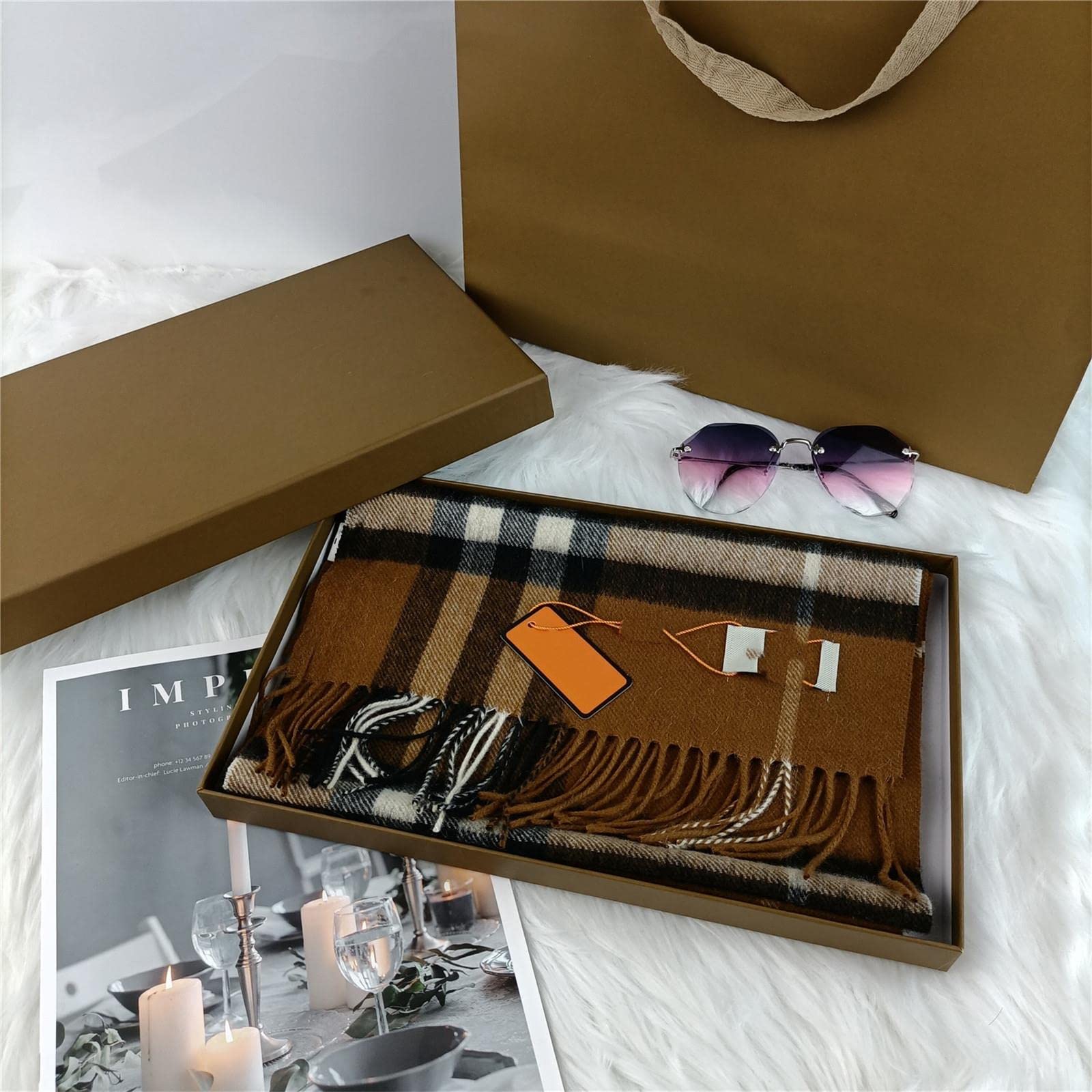 UKKO Kaschmirschal Kaschmirschal Und Wolle Hijab Ultra Warm Und Elegant Karierter Winter Und Frühling