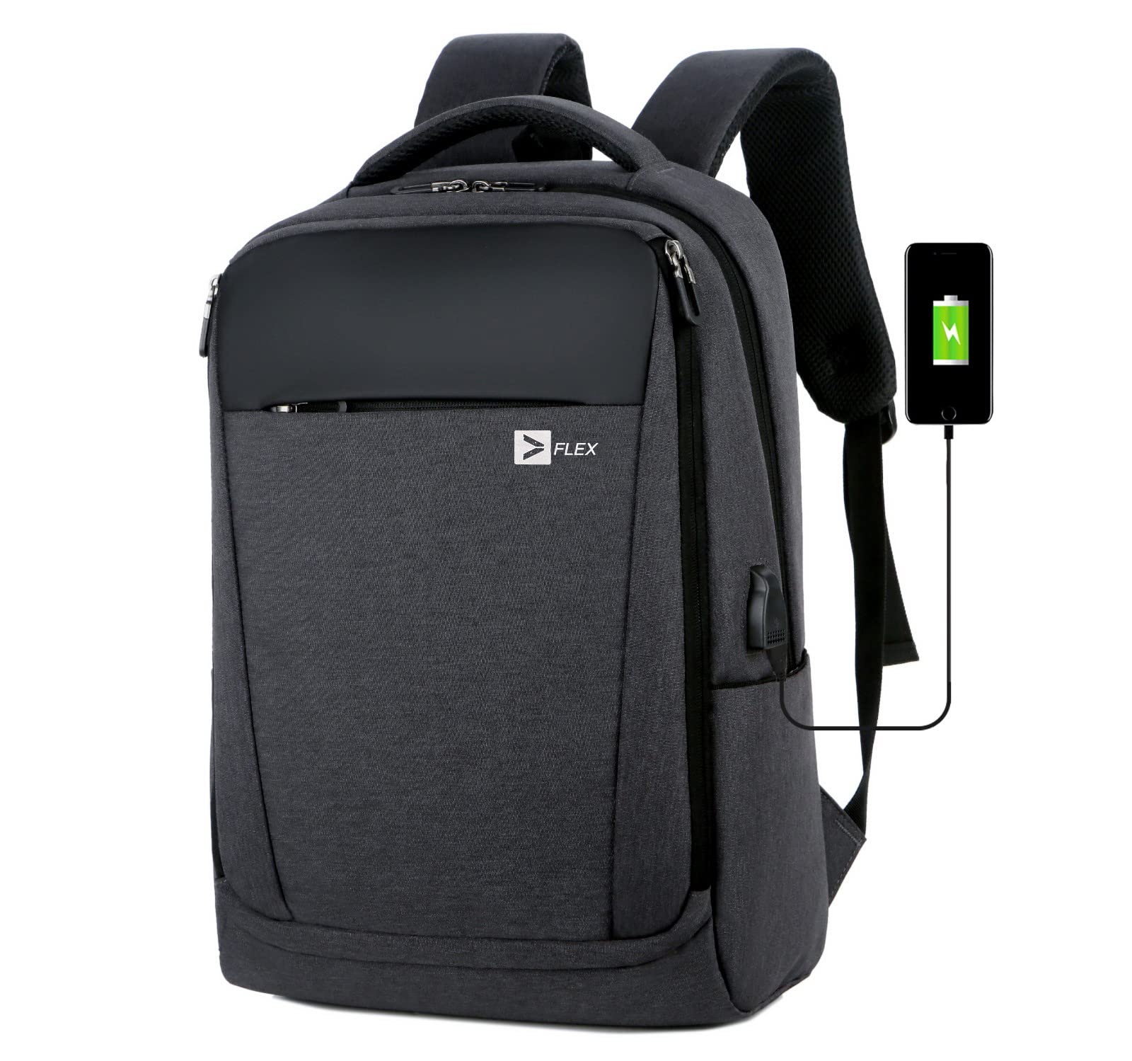 Flex Waterproof Backpack Business School Laptop backpack, School Rucksack Gifts for Men and Women, Fits 15.6'' Laptop Large Lightweight College Business Travel Bag Cabin Bag