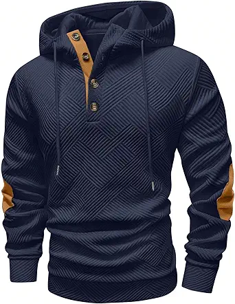 Vssjavun Mens Hooded Sweatshirt Casual Long Sleeve Drawstring Hoodie Pullover Sweatshirts