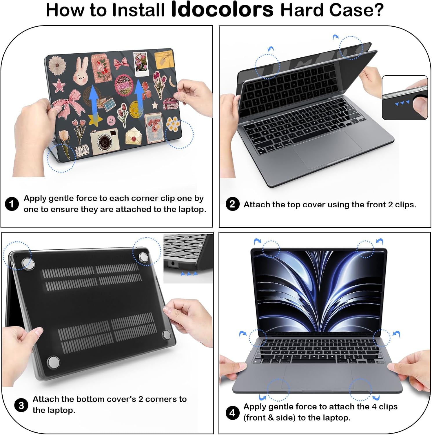 Case Compatible with MacBook Air 13 inch 2022 2021 2020 2019 2018 M1 A2337 A2179 A1932, Crystal Hard Shell Protective Cover for MacBook Air 13.3 inch Case (Stickers/Black)