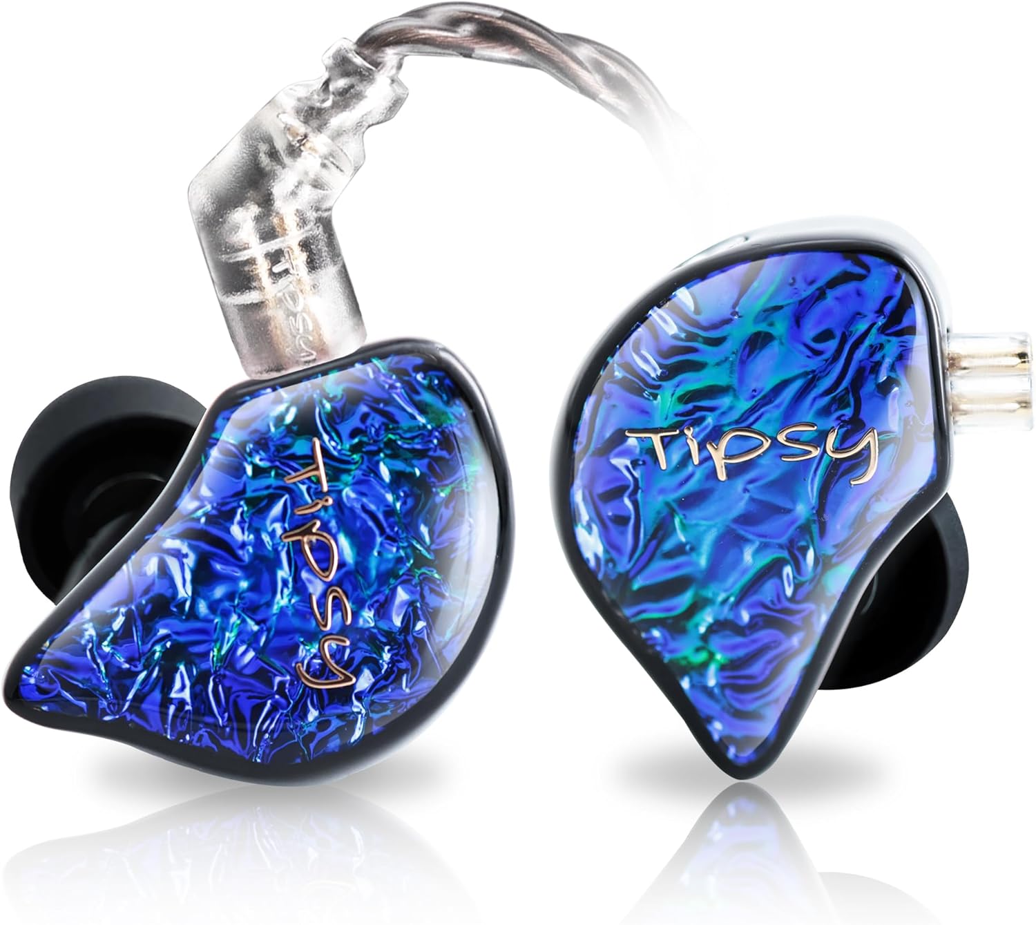 Tipsy M1 IEM for Audiophiles and Gaming, Dual‑Chamber Dynamic Driver, Bamboo Fiber Diaphragm, Skin‑Friendly Resin, Detachable 0.78 mm 2‑Pin Cable (A-Blue)