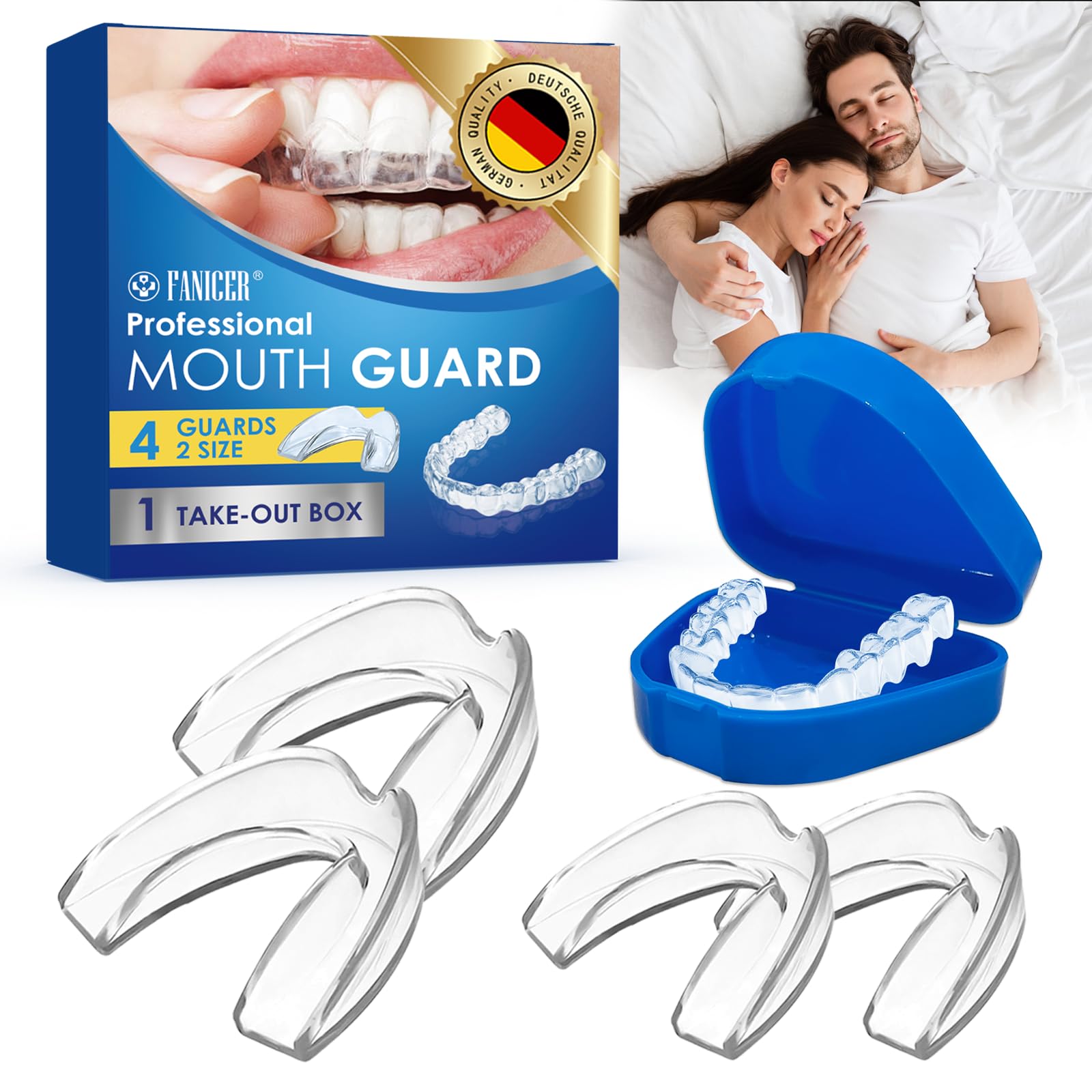 4 Piezas FéRulas Descarga Bruxismo, Ferula Antironquidos, Prevenir El Roncar Protector Bucal Para Dormir, Moldeable Disfruta De Un SueñO Tranquilo, Reutilizable