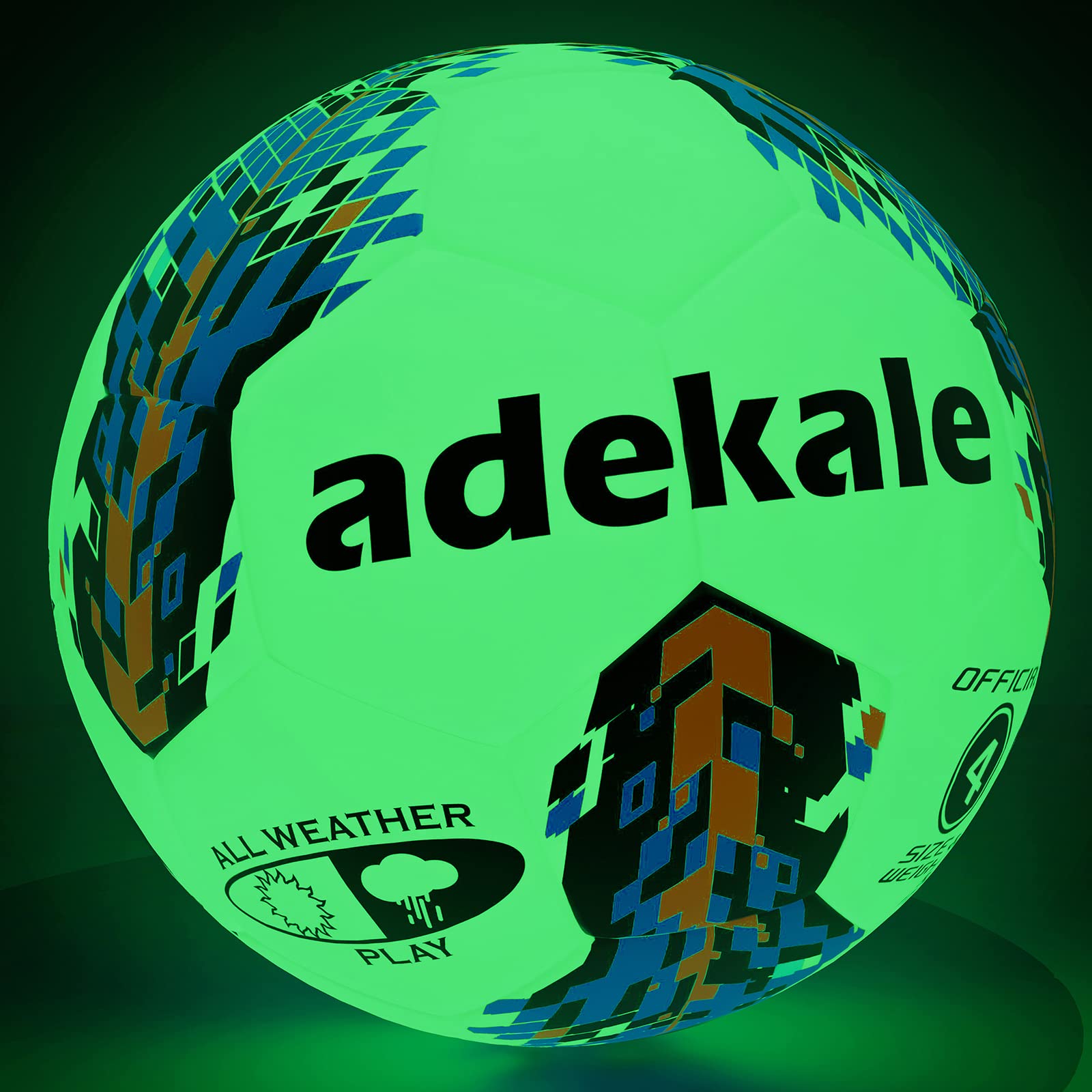 Glow in the Dark Soccer Ball Full Size 3/4/5, Sports Soccer Accessories Gifts Toys for Kids，Boys 8-12 , Light Up Ball with pump and needles, Ideal