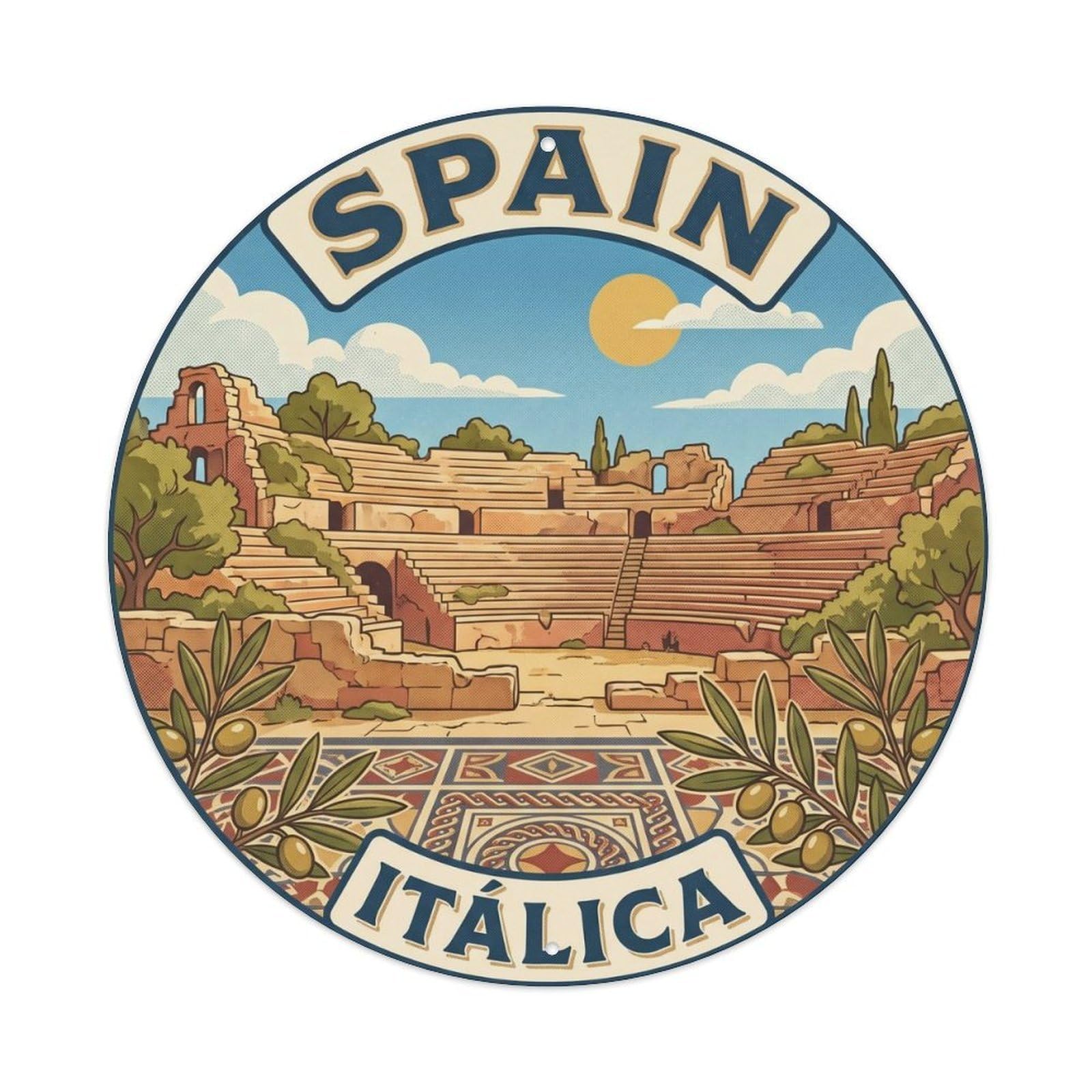 Sevilla Italica Ruins Spain Landmark Travel Metal Tin Sign