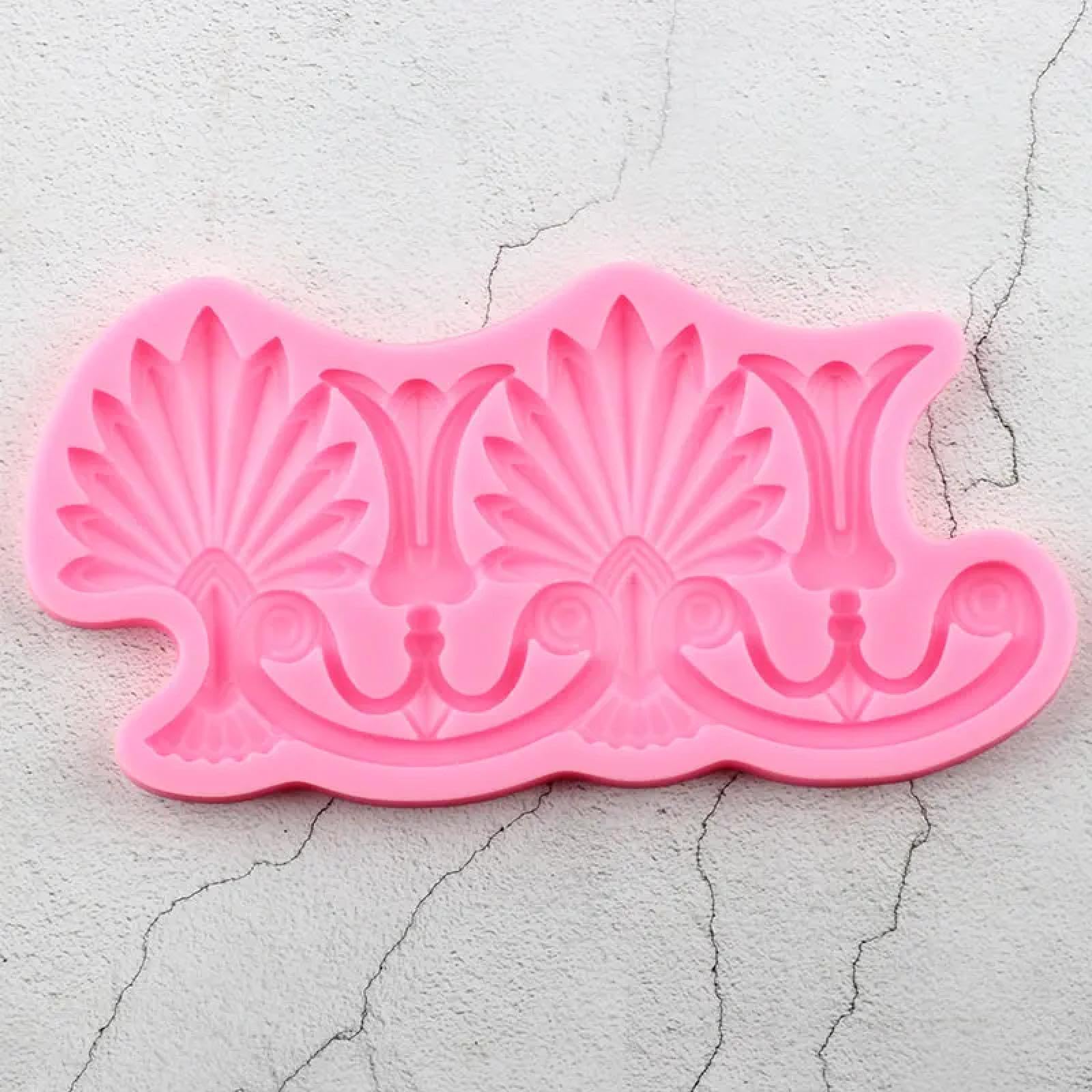 Moldes de silicona para manualidades, molde de chocolate, 21 x 10,4 cm, borde barroco europeo, molde de silicona para alivio de flores, decoración de cupcakes, fondant, herramientas de decoración de