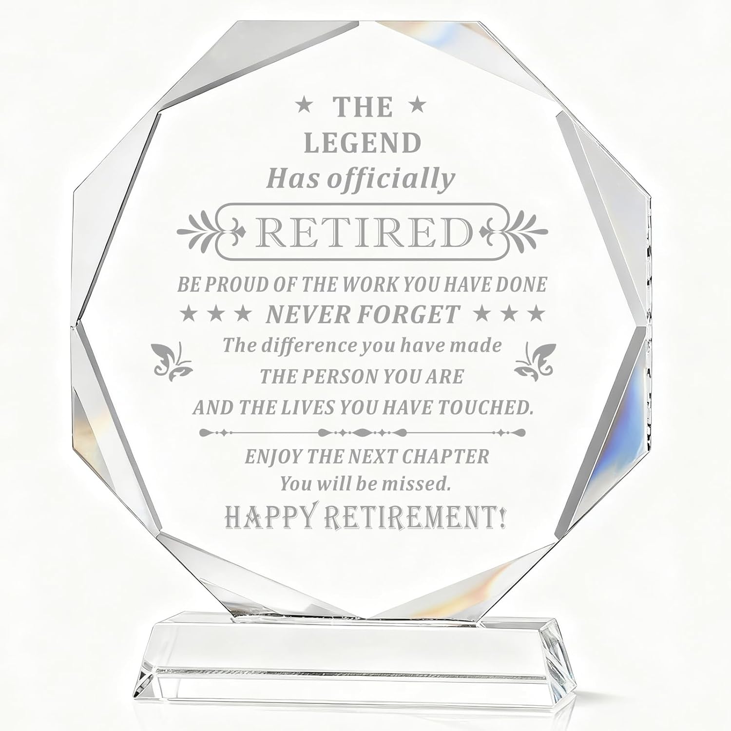 Happy Retirement Gifts for Men Women Present Decorations Crystal Plaque Keepsake Different Best retire Plaque Inspirational Gift for Retired Friends Boss Coworker Teacher mam (Retirement Gift)