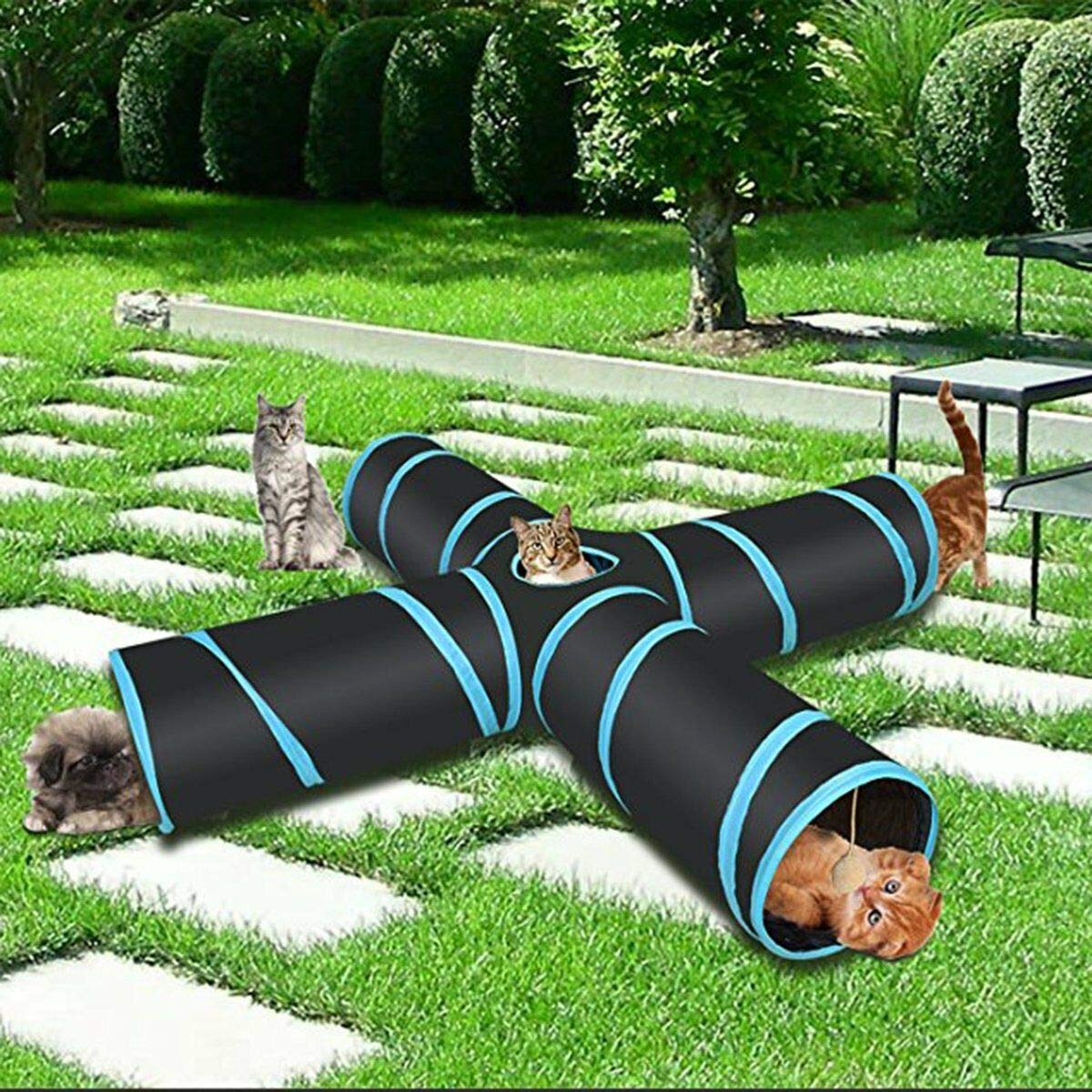 PETS EMPIRE 5 Holes Foldable Pet Dog Cat Tunnels Rabbit Training Toy Play Tunnel Tent Tube (Single) (B081CX9BBG) Amazon Price History, Amazon Price Tracker