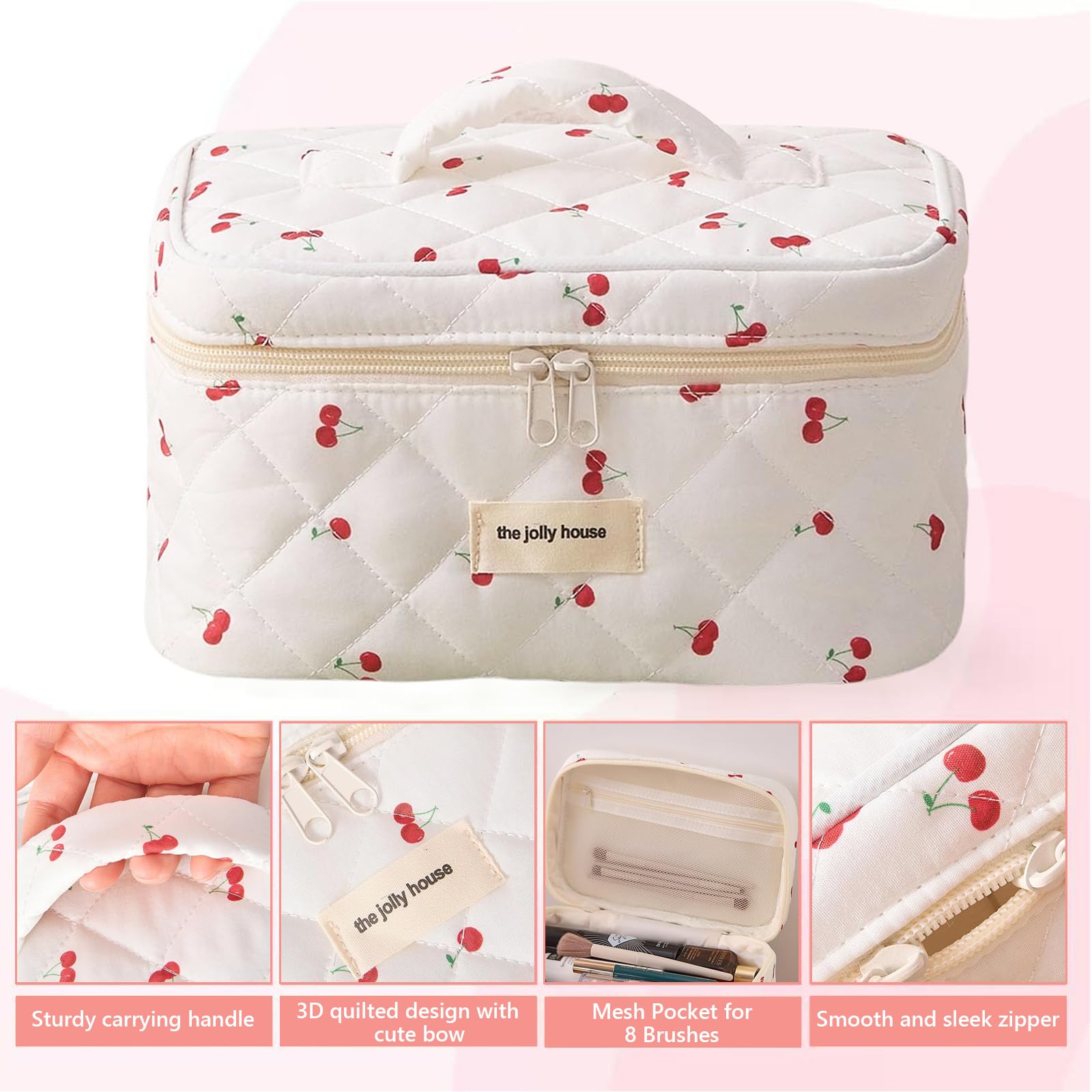 Cute Cherry DesignWith its charming cherry design, this aesthetic makeup bag adds a playful, stylish touch to any look. Perfect for both travel and daily use - Image 3