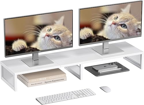 Soporte para monitor de computadora doble, organizadores y accesorios de escritorio, soporte de impresora y TV, estante de escritorio, accesorios de