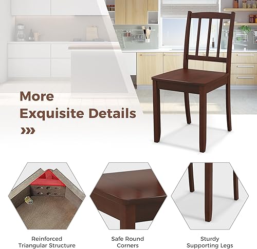 Miniatura 6 de Giantex Juego de 2 sillas de comedor de granja, sillas de cocina modernas con patas de madera de goma y respaldo curvo, silla de comedor con