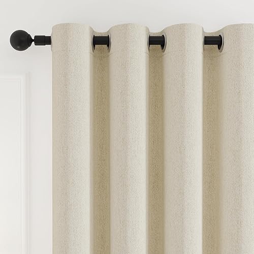 Miniatura 7 de Cortinas opacas de 84 pulgadas de largo, juego de 2 paneles para sala de estar, con ojales, aspecto de lino, texturizado, bloqueo de luz,