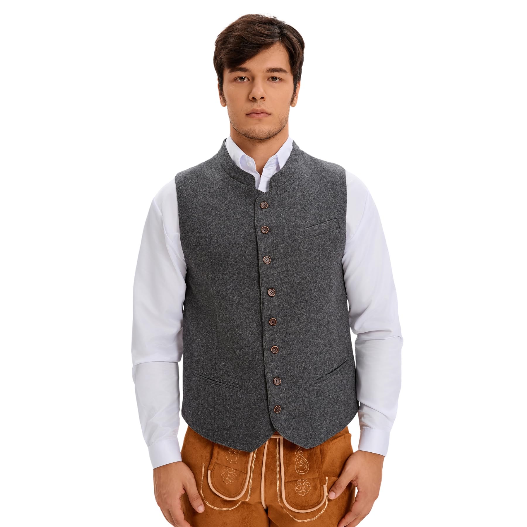 Goxozzy Men's Traditional Vest, Traditional Vest, Traditional Vests for Men Oktoberfest Vest,Men's Costume Vest,Gray,20