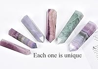 Vista 4 de AMOYSTONE Obelisco de fluorita de lavanda, torre grande de varita de cristal curativo, 6 columnas facetadas, terapia de meditación de chakras