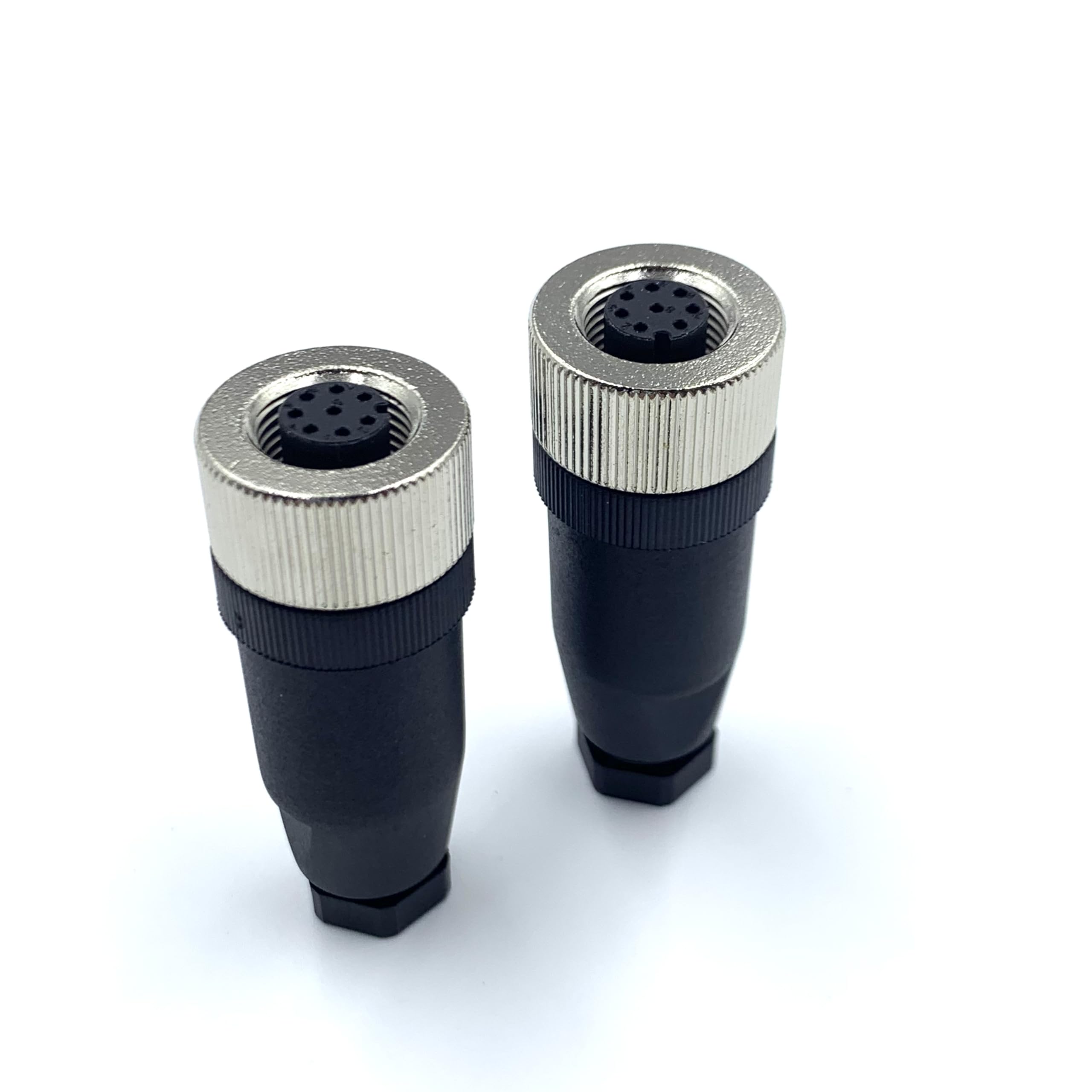 2Pcs M12 8 Pin Female Circular Connector, A Code Industrial Circular Connector IP67 Waterproof Field Assembly Wireable Sensor Straight Type Unshiled Adapter for PG7 Cable 60V 4A AC/DC