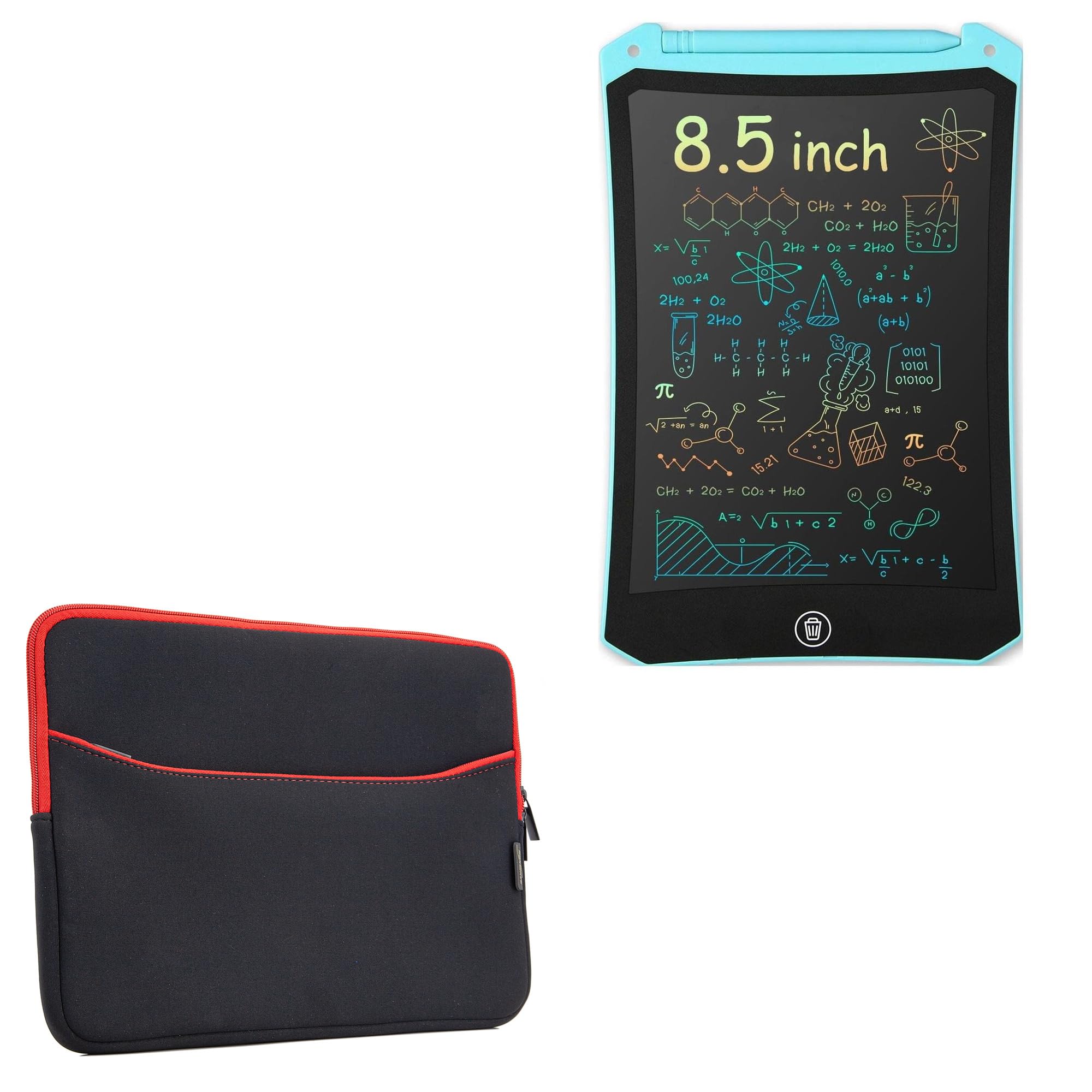 BoxWave Case Compatible with Cimtech LYX1201 (8.5 in) - SoftSuit with Pocket, Soft Pouch Neoprene Cover Sleeve Zipper Pocket - Jet Black with Red Trim