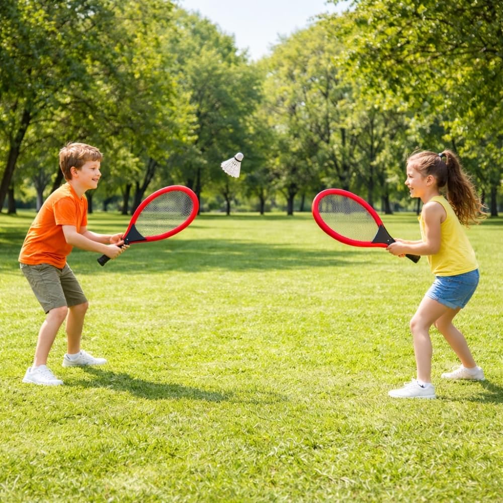 Set de Tennis Géant XL – 2 Raquettes 55 cm, Volant et Balle Souple, Couleurs Aléatoires, Jeu d’Extérieur Enfants et Famille - 2
