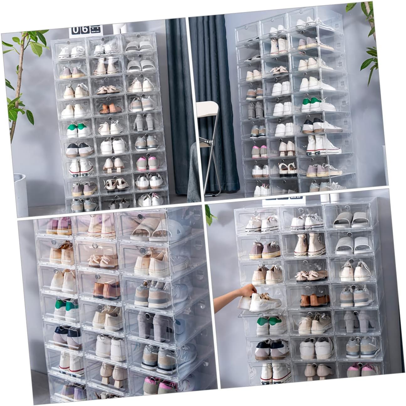 Alipis Shoe Storage Boxes Transparent Stackable 6 Pack Ideal for Home Dorm Bedroom