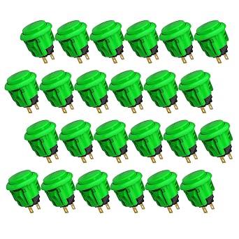 QANBA D-lite Arcade Button Original Buttons Snap-in Joystick Arcade Buttons for DIY Arcade Machines 24mm Push Button SwitchBoxed 24mm GreenEL05 24 Pcs