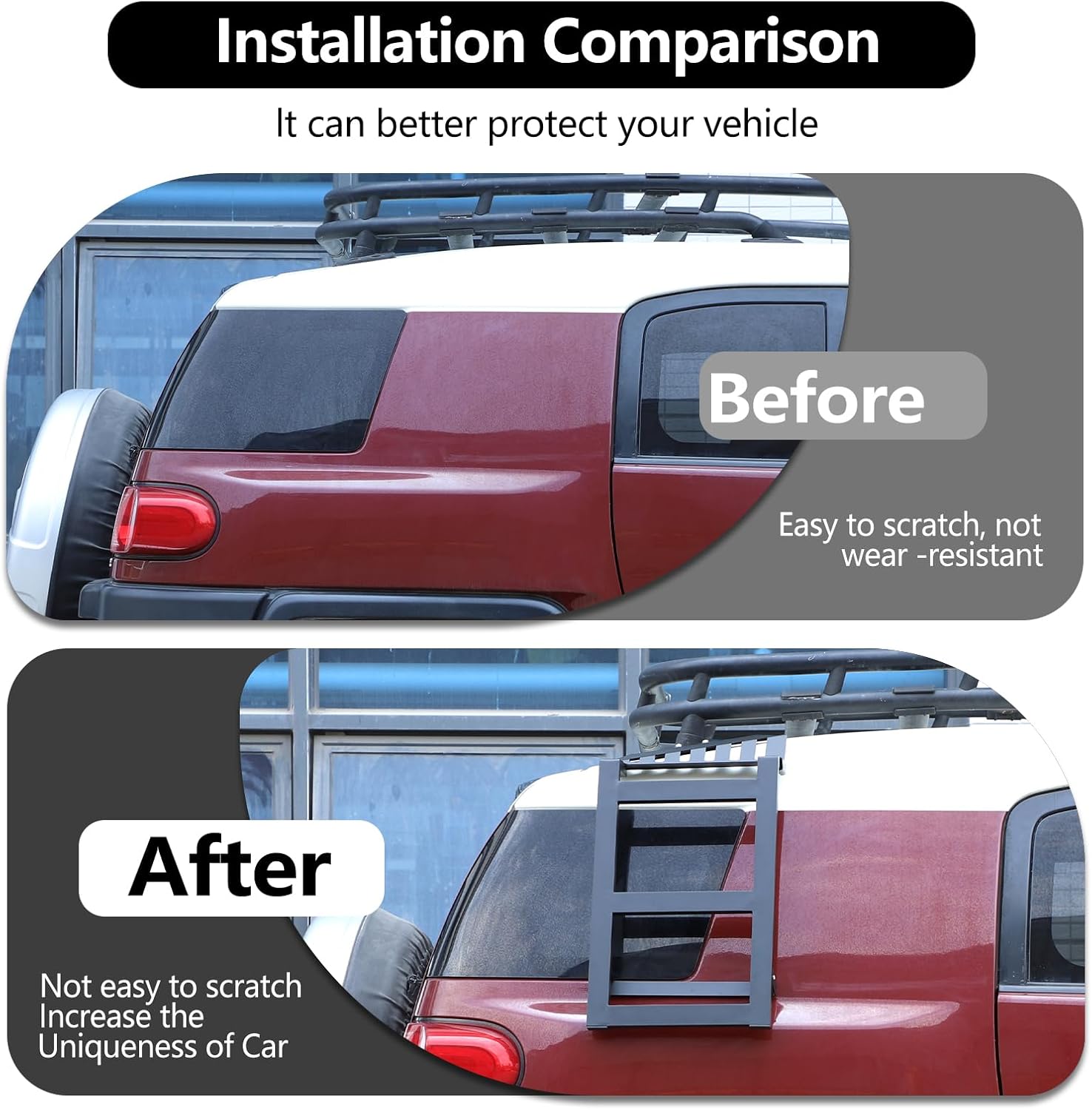 Tailgate Side Ladder Compatible with Toyot@ FJ Cruiser 2007-2021 Car Rear Door Side Window Installation Ladder, Tailgate Side Ladder Installation Bracket Accessories (Right)