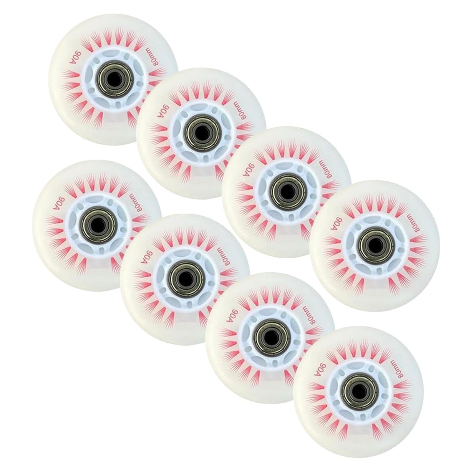8er-Pack LED-Inline-Skate-Räder, langlebige 90A-Freestyle-Bremsräder, mit Lagerkern, Ersatz-Leuchtrolle für den Außenbereich,B,90mm
