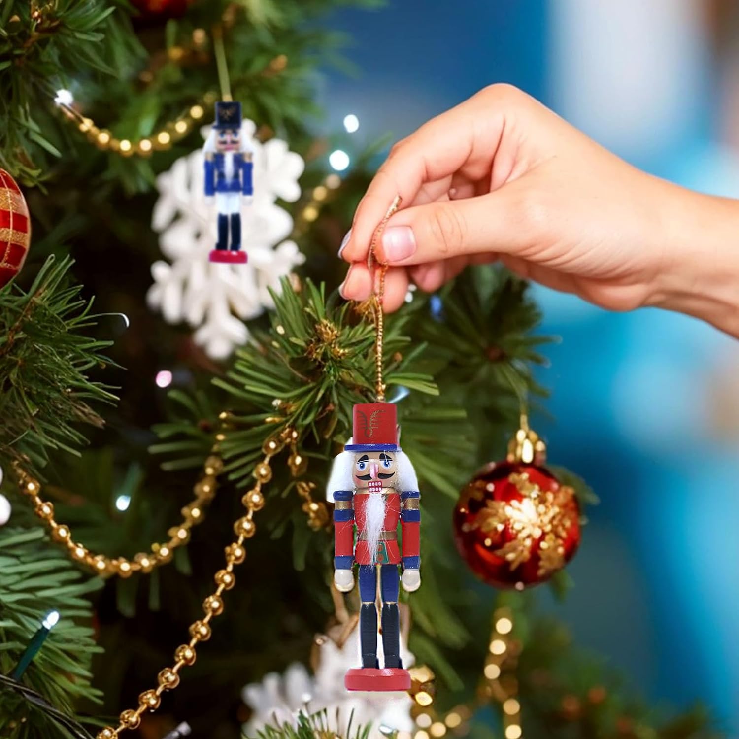 Nutcracker Soldier Figures Set of 2 Christmas Decorations for Tree