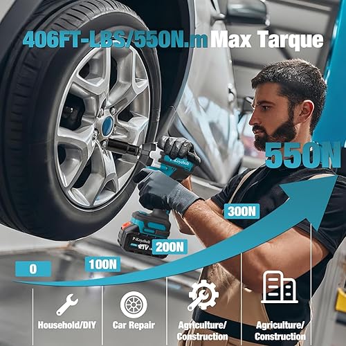 Miniatura 4 de Llave de impacto inalámbrica de 12 pulgada, 406 pies-libras (550 N.m), pistola de impacto eléctrica sin escobillas de 21 V, con velocidad de 4