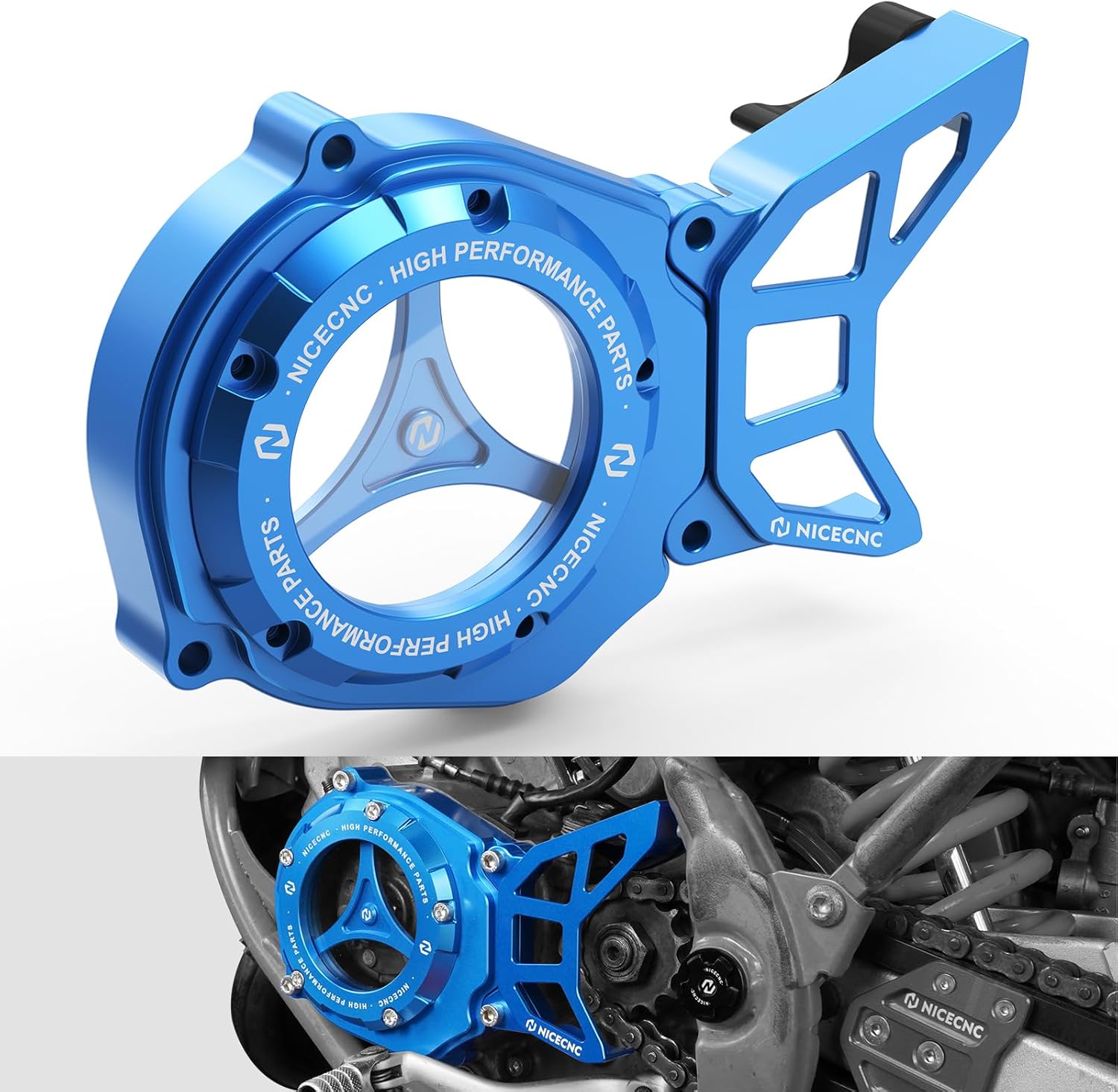 NICECNC Sprocket Cover Motor Engine Cap Compatible with Yamaha YZ65 2018-2023 YZ80 1993-2001 YZ85 2002-2023 See Fitment, CNC Machined, Blue