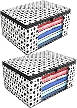 Livello Premium Non-Woven Saree Cover for Wardrobe Storage with Transparent Window & Sturdy Zip Closure | Multipurpose Clothes Organizer for Storing Sarees & More (Black and White, Pack of 2)