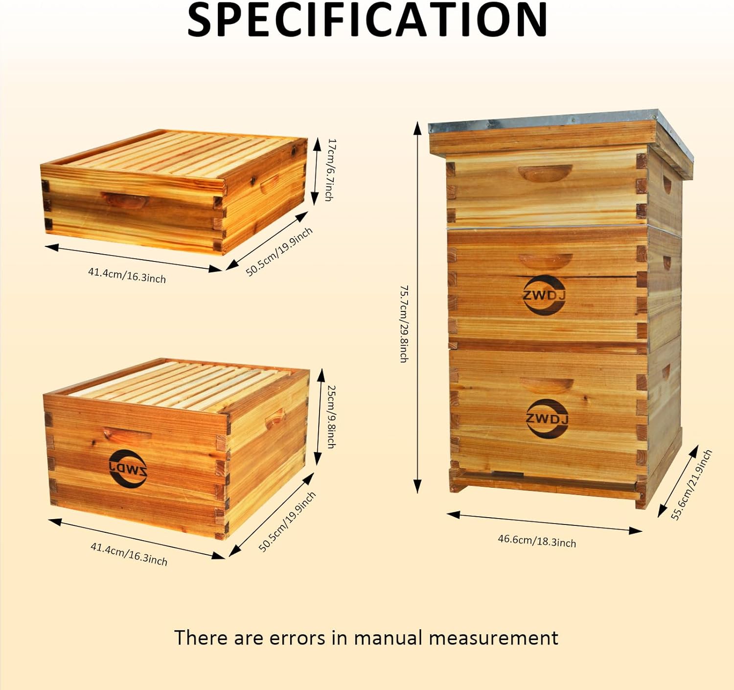 10 Frame Beehive Kit with Beeswax Coated Frames, Complete Langstroth Beehive for Beekeeping, Includes Waxed Foundation, 2 Deep Boxes and 1 Medium Box for Honey Production