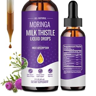 Moringa Milk Thistle Liquid Drops-Liver Support Supplement-Liver Cleanse Detox Formula, Vegan, Non-GMO and All-Natural- with Burdock, Green Tea & Dandelion - Amazon product rated Grade B