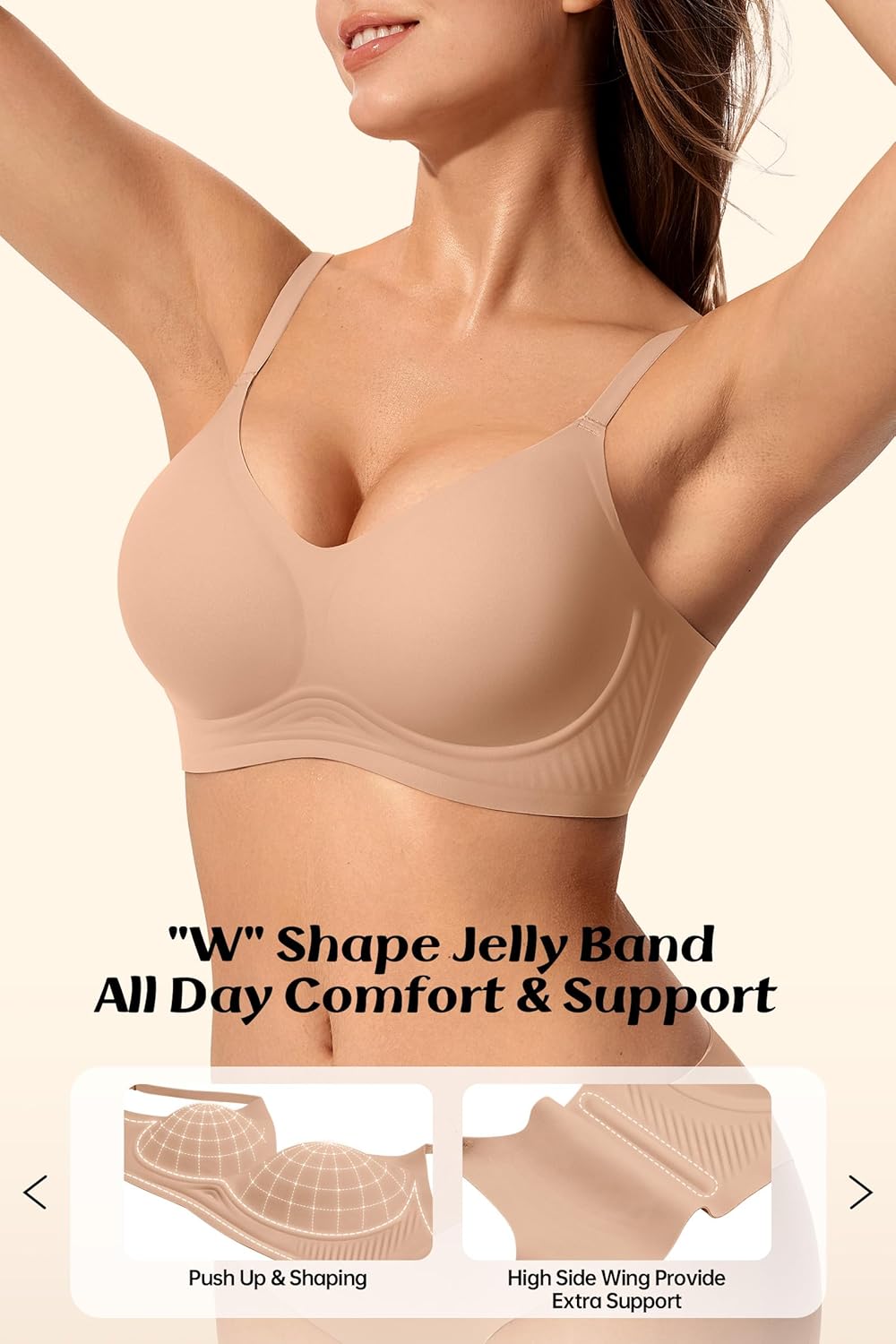 Jelly Bras for Women No Underwire Wireless Tshirt Bra Push Up Seamless Bralettes w Support - Image 2