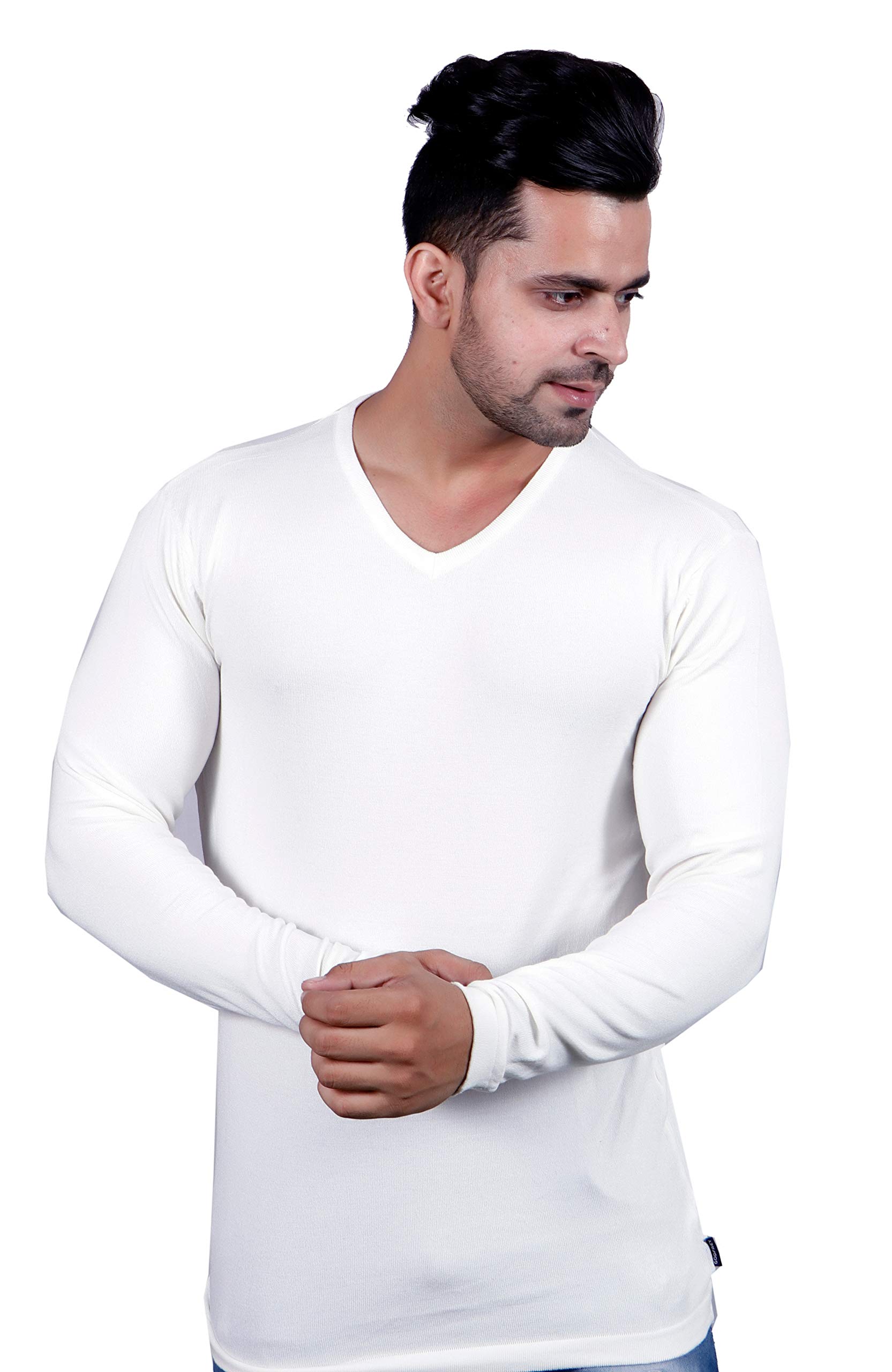 godfrey Woolen White V-Neck Full Mens Sweater Size - Large (L / 40)-picture-48